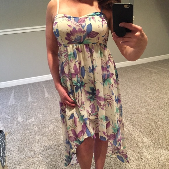 Asymmetric Floral spaghetti strap summer dress - Picture 2 of 3